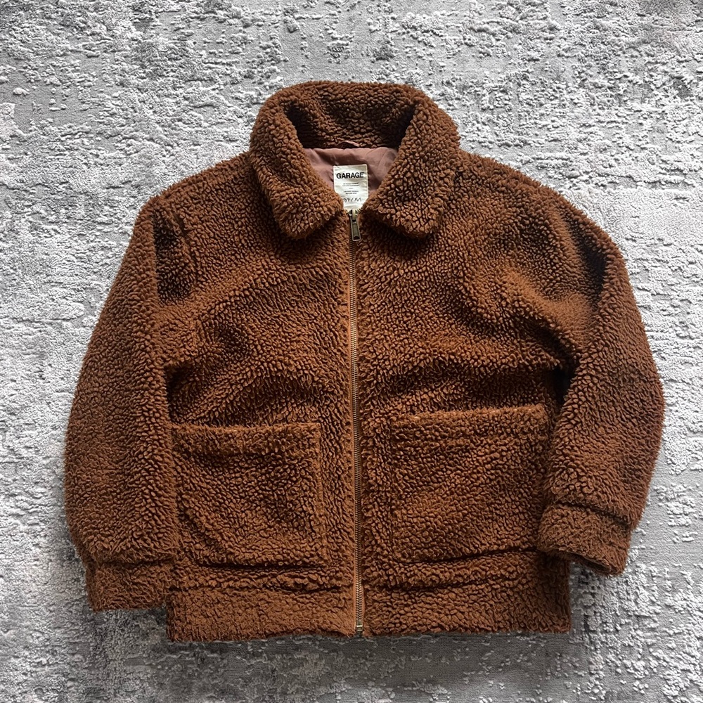 Garage Oversized Zip Up Teddy Jacket